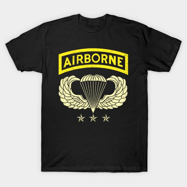 Airborne Paratrooper T-shirt White Jump Wings Airborne Tab T-Shirt by floridadori
